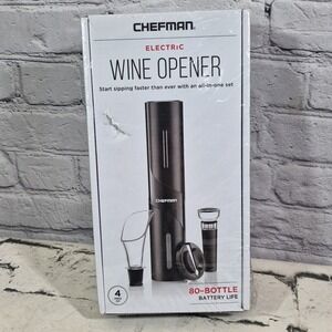 Chefman Electric Wine Opener -80 Bottle Battery Life 4 pc kit NEW, sealed in box